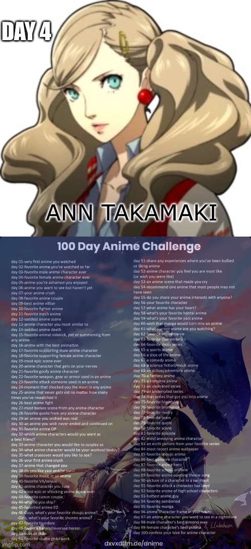 She was probably my first waifu | DAY 4; ANN TAKAMAKI | image tagged in 100 day anime challenge | made w/ Imgflip meme maker