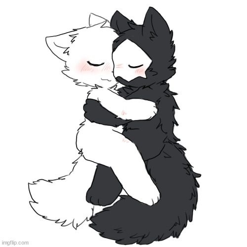 Puro and Colin hugging. (Mod note: art by @changed_fan_art on Twitter) | made w/ Imgflip meme maker