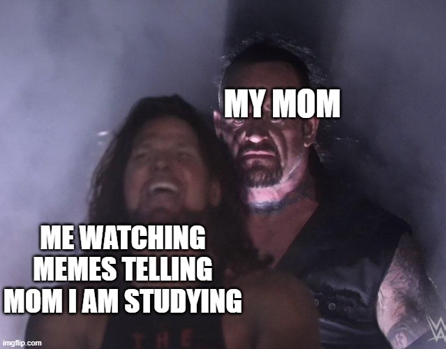 lol |  MY MOM; ME WATCHING MEMES TELLING MOM I AM STUDYING | image tagged in undertaker | made w/ Imgflip meme maker