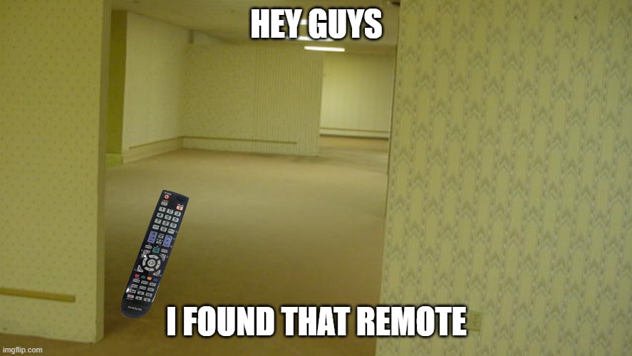 remote | HEY GUYS; I FOUND THAT REMOTE | image tagged in the backrooms | made w/ Imgflip meme maker