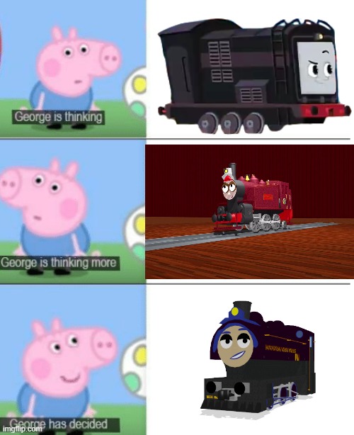 George Is Thinking About Trains | image tagged in george is thinking | made w/ Imgflip meme maker