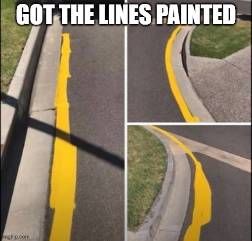 Wiggly | GOT THE LINES PAINTED | image tagged in you had one job | made w/ Imgflip meme maker