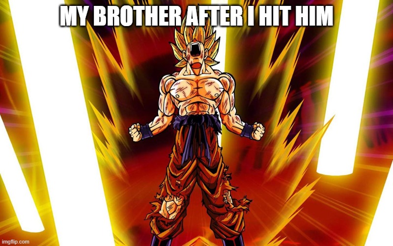 You screwed up...you screwed up real bad. |  MY BROTHER AFTER I HIT HIM | image tagged in funny,goku,memes,funny memes,brother | made w/ Imgflip meme maker