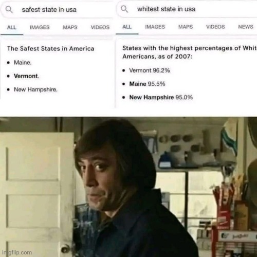 Whitest states = safest states | image tagged in whitest states safest states | made w/ Imgflip meme maker