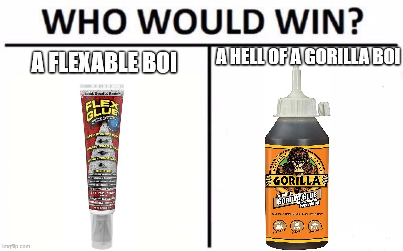 Who Would Win? Meme | A HELL OF A GORILLA BOI; A FLEXABLE BOI | image tagged in memes,who would win | made w/ Imgflip meme maker