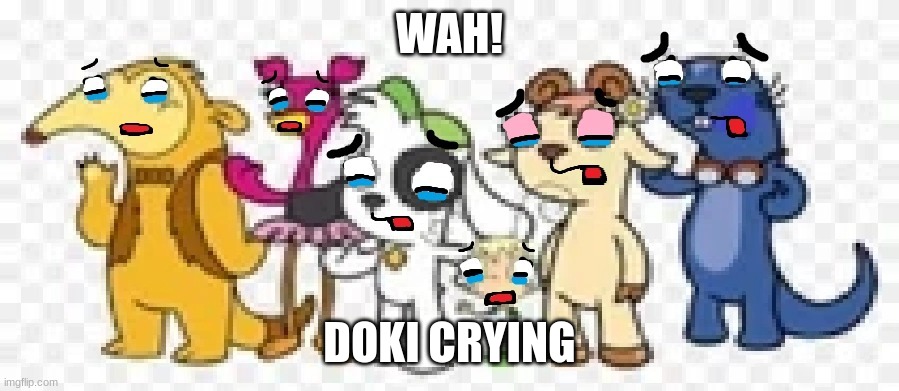 doki crying | WAH! DOKI CRYING | image tagged in doki crying,doki,crying,funny,memes,artwork | made w/ Imgflip meme maker