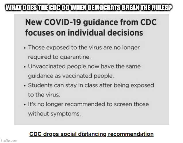Nope... it's not science... | WHAT DOES THE CDC DO WHEN DEMOCRATS BREAK THE RULES? | image tagged in fake,science | made w/ Imgflip meme maker