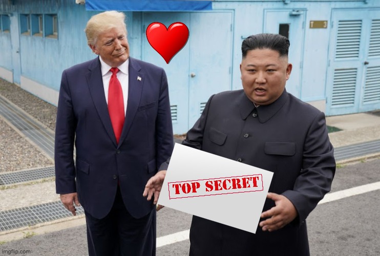 Who's the lucky dictator? | image tagged in trump kim jong-un,nuclear,secrets,documents,espionage | made w/ Imgflip meme maker