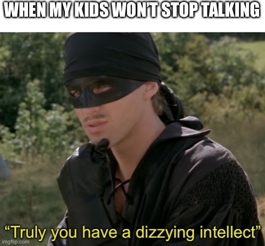 When my kids won't stop talking | WHEN MY KIDS WON’T STOP TALKING | image tagged in truly you have a dizzying intellect | made w/ Imgflip meme maker