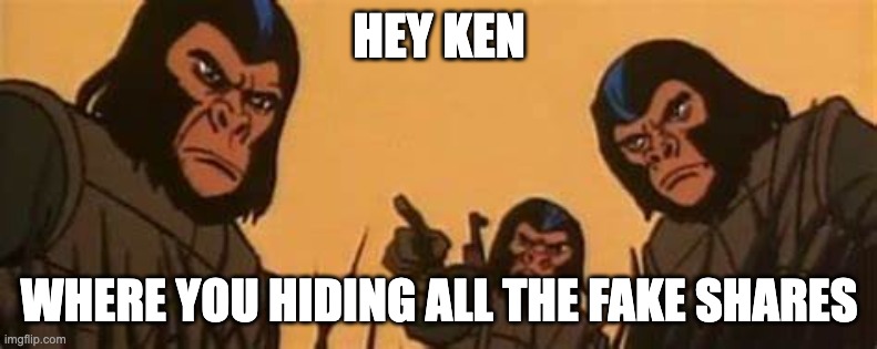 ape found Ken Hiding in Miami | HEY KEN; WHERE YOU HIDING ALL THE FAKE SHARES | image tagged in amc,gme | made w/ Imgflip meme maker
