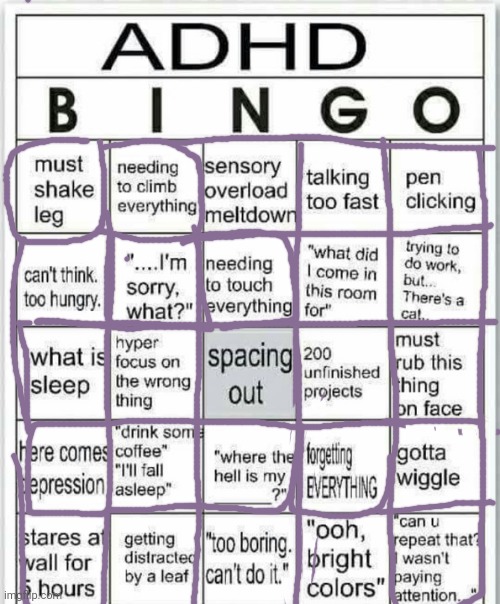 WHY ARE ALL OF THESE ME- | image tagged in adhd bingo,adhd,why | made w/ Imgflip meme maker