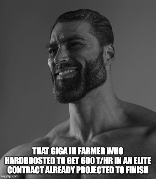Egg Inc Meme | THAT GIGA III FARMER WHO HARDBOOSTED TO GET 600 T/HR IN AN ELITE CONTRACT ALREADY PROJECTED TO FINISH | image tagged in giga chad | made w/ Imgflip meme maker