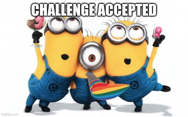 Minion party despicable me | CHALLENGE ACCEPTED | image tagged in minion party despicable me | made w/ Imgflip meme maker