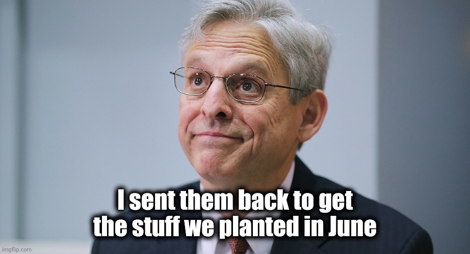 Merrick Garland | I sent them back to get the stuff we planted in June | image tagged in merrick garland | made w/ Imgflip meme maker