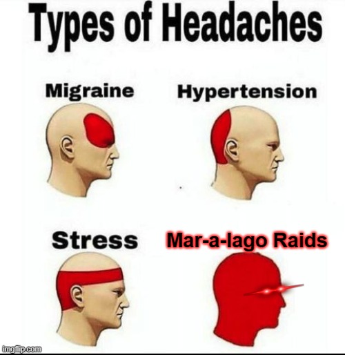 Types of Headaches meme | Mar-a-lago Raids | image tagged in types of headaches meme | made w/ Imgflip meme maker