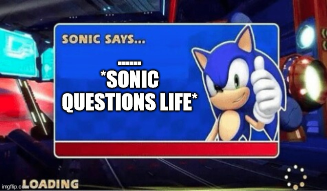 is he use for games or fangirls? | ...... *SONIC QUESTIONS LIFE* | image tagged in sonic says | made w/ Imgflip meme maker