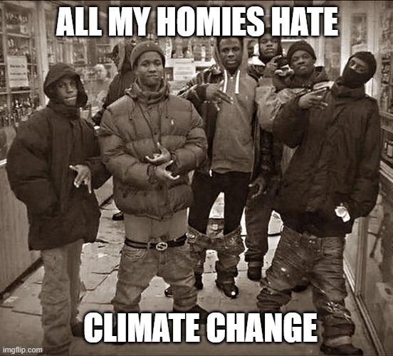 All My Homies Hate | ALL MY HOMIES HATE; CLIMATE CHANGE | image tagged in all my homies hate | made w/ Imgflip meme maker