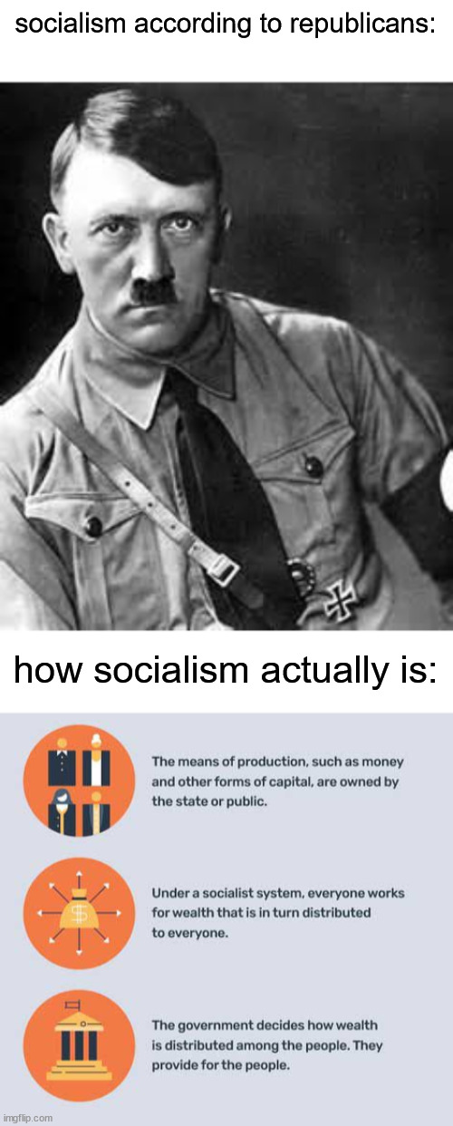 socialism is good! |  socialism according to republicans:; how socialism actually is: | image tagged in socialism | made w/ Imgflip meme maker