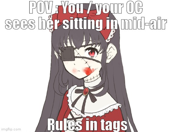 POV : You / your OC sees her sitting in mid-air; Rules in tags | made w/ Imgflip meme maker