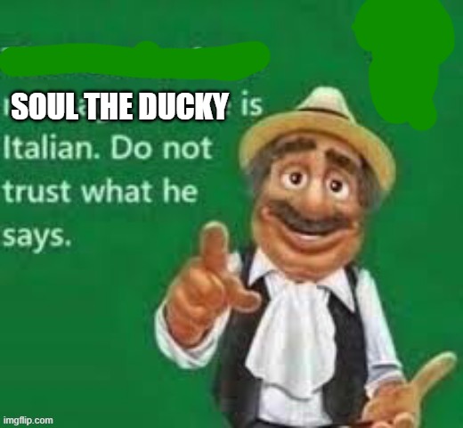 The poster of the message above is italian | SOUL THE DUCKY | image tagged in the poster of the message above is italian | made w/ Imgflip meme maker