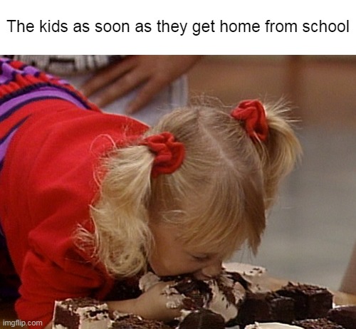 The kids as soon as they get home from school | image tagged in meme,memes,humor,relatable,children | made w/ Imgflip meme maker