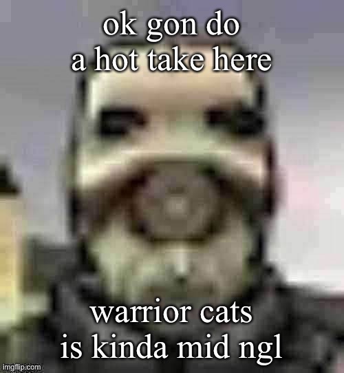 peak content | ok gon do a hot take here; warrior cats is kinda mid ngl | image tagged in peak content | made w/ Imgflip meme maker