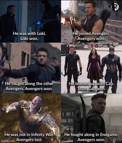 Hawkeye for the Win | image tagged in hawkeye | made w/ Imgflip meme maker