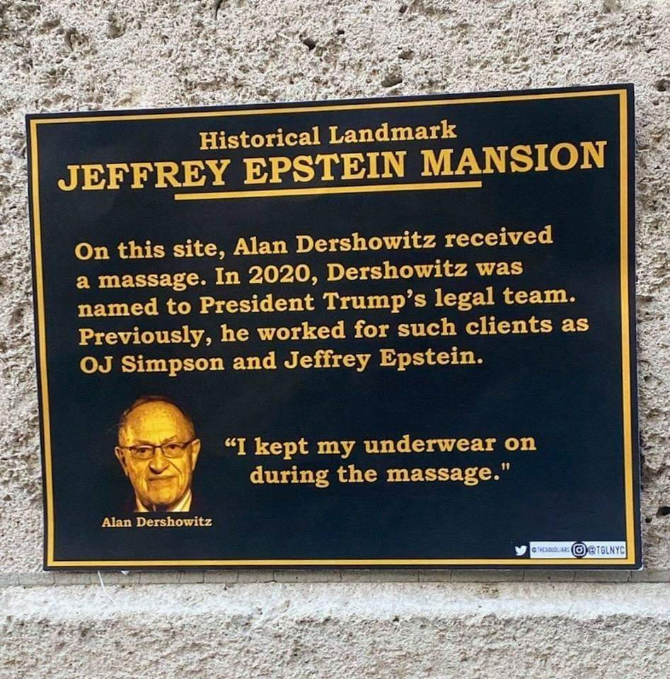 Alan Dershowitz plaque Trump  Epstein OJ Simpson Blank Meme Template