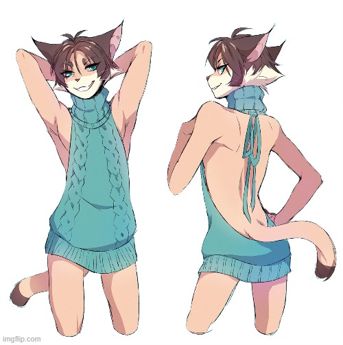 By Fumiko | image tagged in sweater,furry,femboy,cute,adorable | made w/ Imgflip meme maker