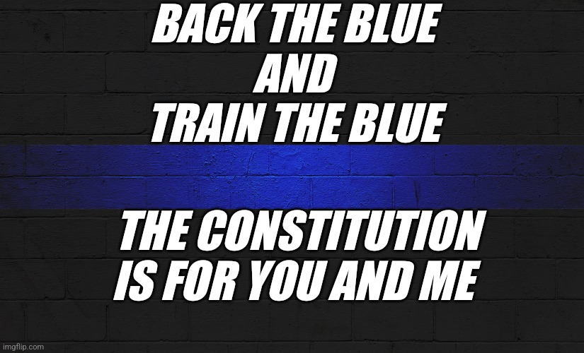 Back and train the BLUE! | BACK THE BLUE
AND
TRAIN THE BLUE; THE CONSTITUTION IS FOR YOU AND ME | image tagged in police,the constitution,constitution,training | made w/ Imgflip meme maker