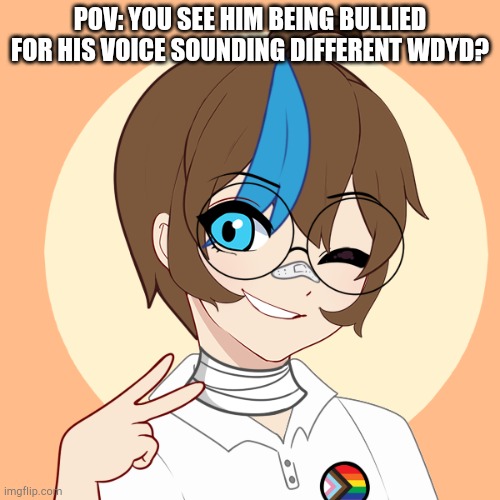 Romance rp! Rules\info in comments. If spicy memechat | POV: YOU SEE HIM BEING BULLIED FOR HIS VOICE SOUNDING DIFFERENT WDYD? | made w/ Imgflip meme maker