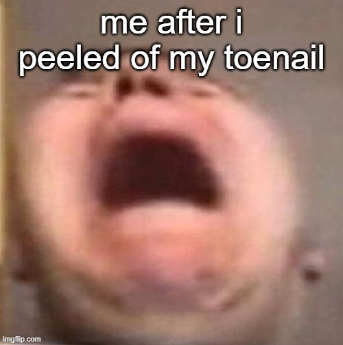 im dont even know why i dddo this | me after i peeled of my toenail | image tagged in funny | made w/ Imgflip meme maker