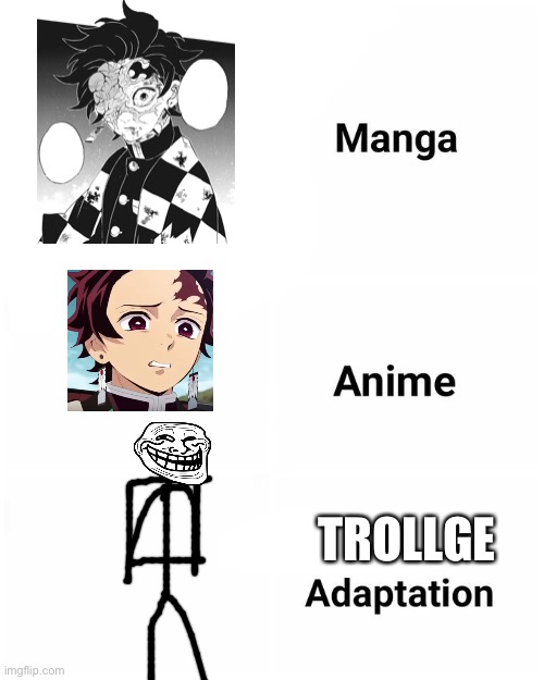 Manga, Anime, Netflix adaption | TROLLGE | image tagged in manga anime netflix adaption,demon slayer,trollge | made w/ Imgflip meme maker