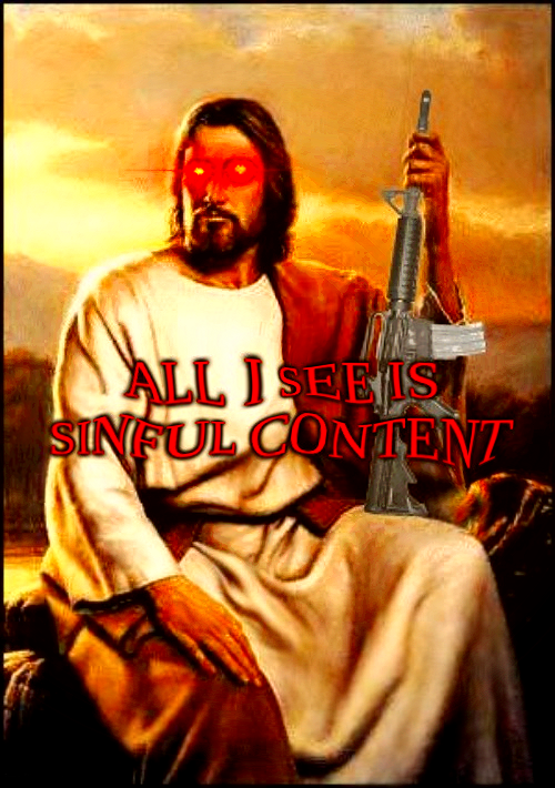 High Quality ALL I SEE IS SINFUL CONTENT Blank Meme Template
