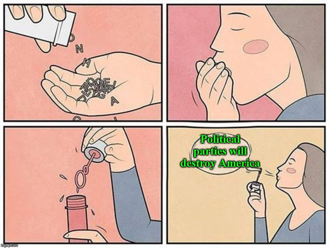 Eating words | Political parties will destroy America | image tagged in eating words,political meme | made w/ Imgflip meme maker