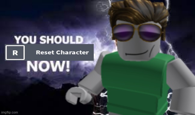 You should reset character NOW! | image tagged in you should kill yourself now,roblox meme | made w/ Imgflip meme maker