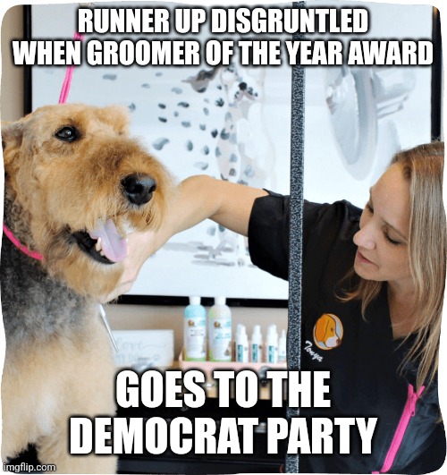  RUNNER UP DISGRUNTLED WHEN GROOMER OF THE YEAR AWARD; GOES TO THE DEMOCRAT PARTY | made w/ Imgflip meme maker