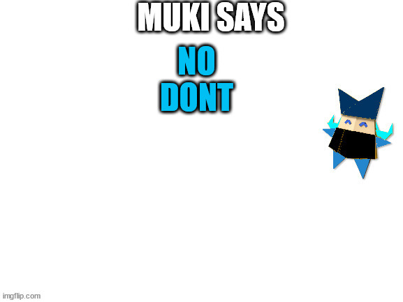 Muki Says | NO DONT | image tagged in muki says | made w/ Imgflip meme maker