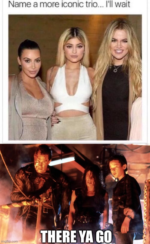 the terminator | THERE YA GO | image tagged in name a more iconic trio | made w/ Imgflip meme maker