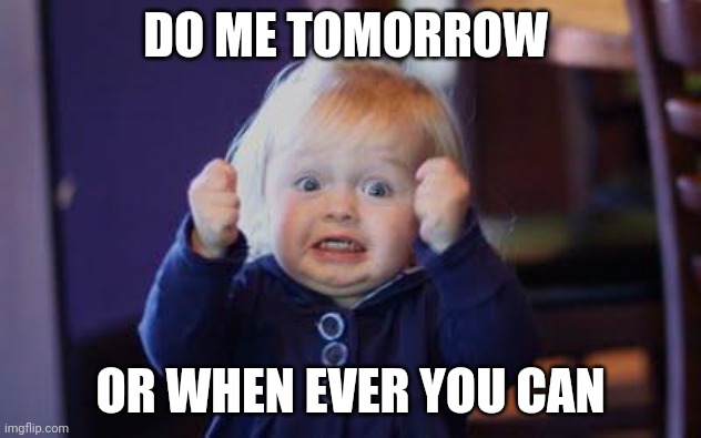 excited kid | DO ME TOMORROW OR WHEN EVER YOU CAN | image tagged in excited kid | made w/ Imgflip meme maker