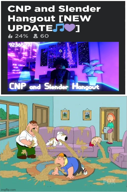 I was on roblox and saw this :sob: | image tagged in family guy puke | made w/ Imgflip meme maker