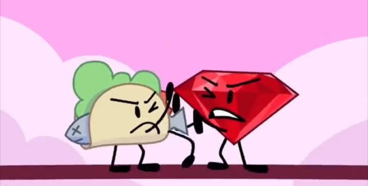 Taco and ruby fight in bfb Blank Meme Template
