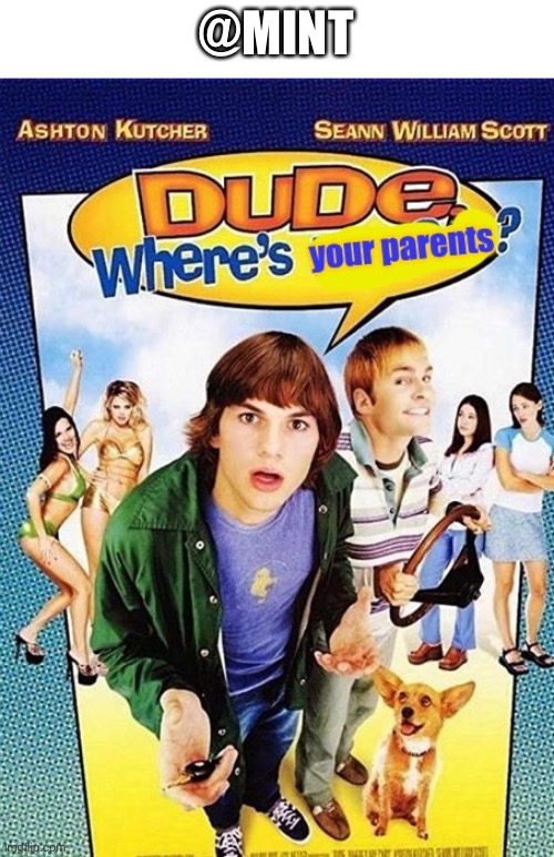 @MINT | image tagged in dude where s your parents | made w/ Imgflip meme maker