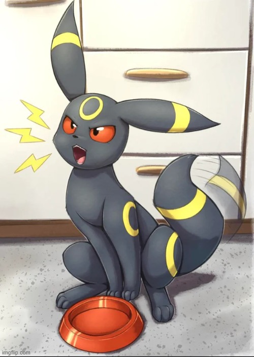 it wants food. now. (also gn) | image tagged in umbreon | made w/ Imgflip meme maker