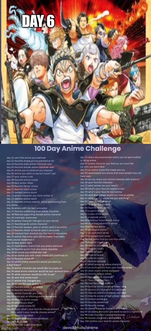 Black Clover | DAY 6 | image tagged in 100 day anime challenge,black clover | made w/ Imgflip meme maker