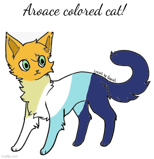 I'm taking requests! I've already done pan, non-binary, bi, and gay! | Aroace colored cat! | image tagged in drawing,aroace | made w/ Imgflip meme maker