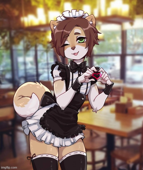 By Viskasunya | image tagged in furry,femboy,cute,adorable,maid | made w/ Imgflip meme maker