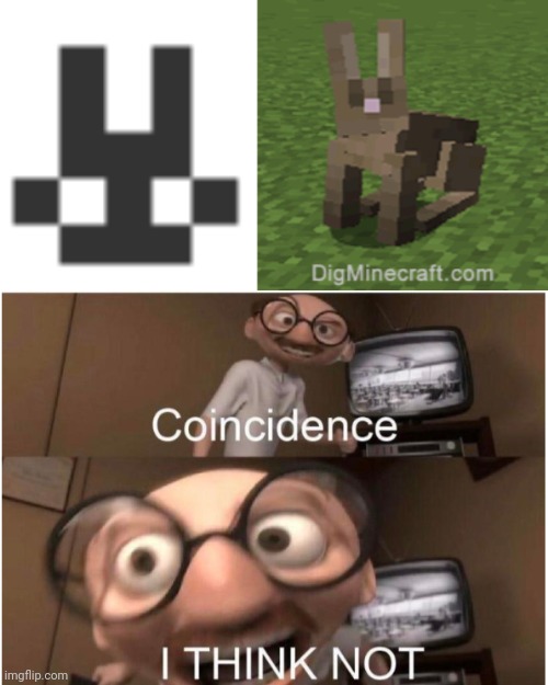 Fake Biden's bunny icon looks like Minecraft bunny | image tagged in us_president_joe_biden bunny icon,coincidence i think not,minecraft | made w/ Imgflip meme maker