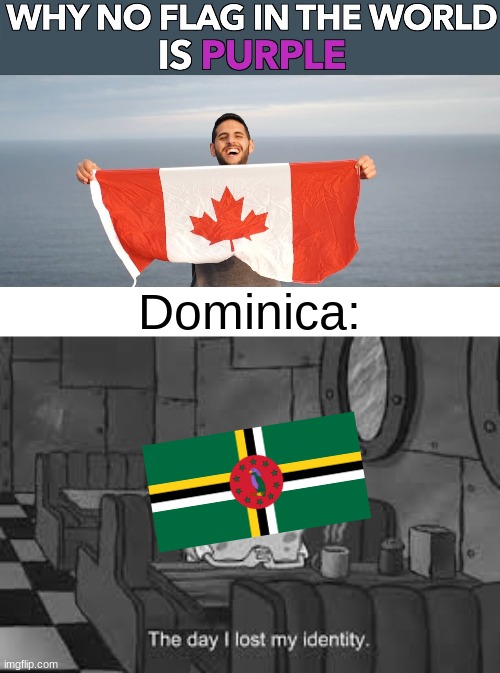 Sad Dominica ): | Dominica: | image tagged in the day i lost my identity,memes,spongebob | made w/ Imgflip meme maker