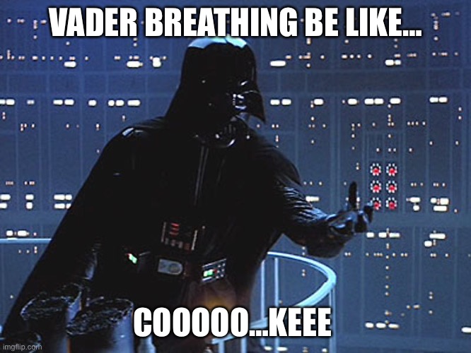 Darth Vader - Come to the Dark Side |  VADER BREATHING BE LIKE…; COOOOO…KEEE | image tagged in darth vader - come to the dark side | made w/ Imgflip meme maker